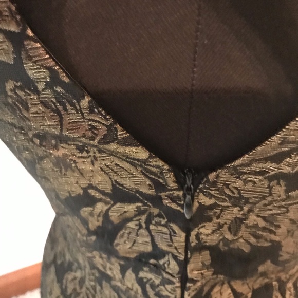 Lush Womens Small Black Gold V Neck Sleeveless Gold Floral Tank Dress Lined - Picture 7 of 10